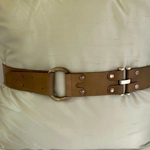 Olsen Europe Taupe Leather Belt - unique design